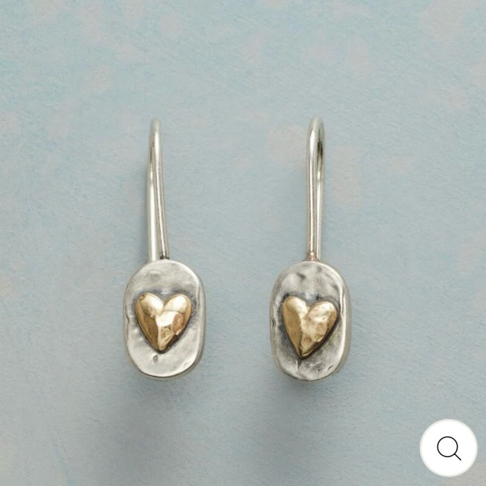 Elegant Silver and Gold Heart Earrings